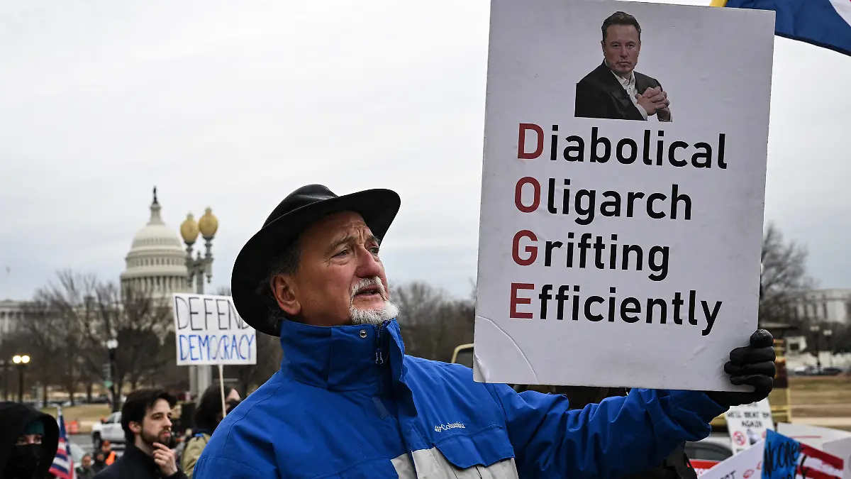 Manifestación contra las políticas de Donald Trump y Elon Musk